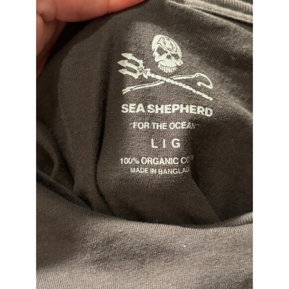 Sea Shepherd Save The Oceans Graphic Sleeveless Tank Top L Gray Organic Cotton - Picture 8 of 8